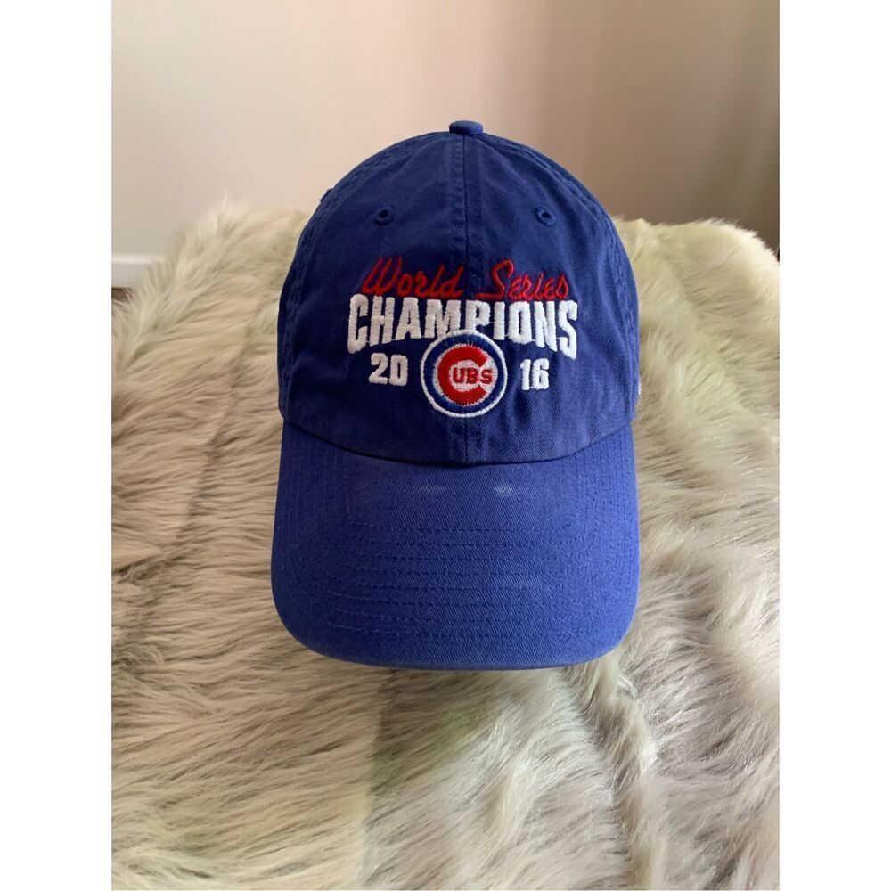 Chicago Cubs Mens 2016 World Champions '47 Brand Blue Strapback Baseball Hat Cap